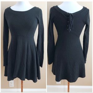 Free people fit and flare lace up back knit dress